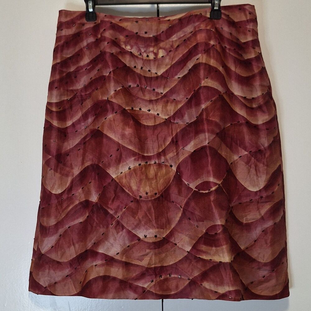 Dué Per Dué Vtg Silk Linen Beaded Skirt Size 16